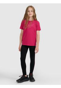 4f - 4F Legginsy dzianinowe dziewczęce - czarne 122 (6-7 lat). Okazja: na co dzień. Stan: podwyższony. Kolor: czarny. Materiał: dzianina. Wzór: gładki, ze splotem. Sezon: lato. Styl: casual, sportowy #1