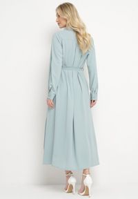 Born2be - Niebieska Rozpinana Sukienka Koszulowa z Regulowanymi Rękawami Grimoire. Kolor: niebieski. Typ sukienki: koszulowe. Styl: wizytowy, elegancki #7