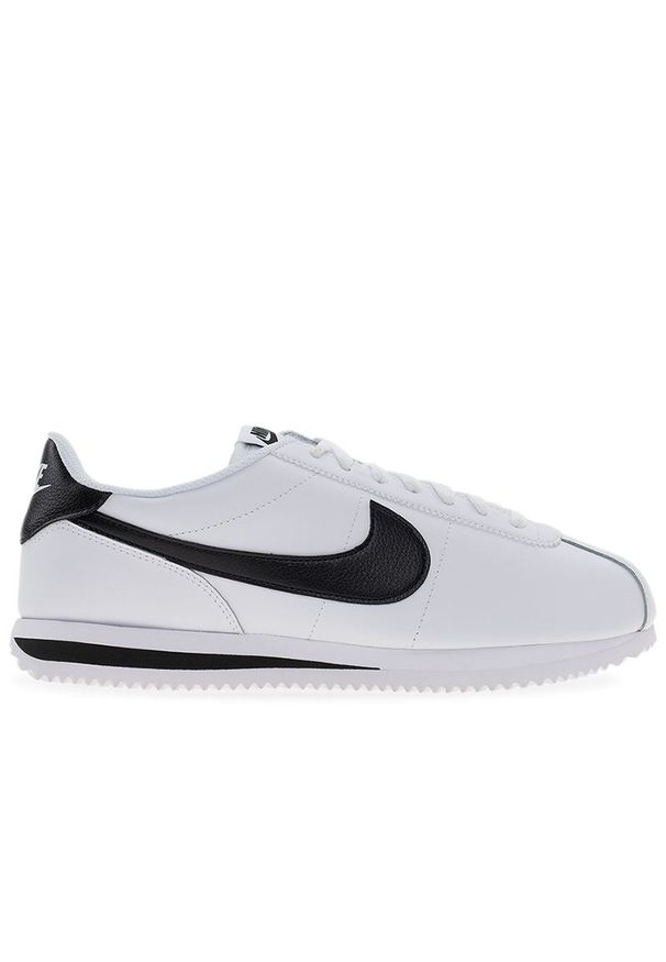 Buty męskie Nike Cortez Leather DM4044-105 - białe. Kolor: biały. Materiał: materiał, guma, skóra. Szerokość cholewki: normalna. Wzór: jodełka. Model: Nike Cortez