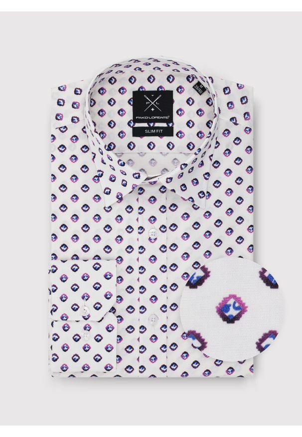 Pako Lorente - PAKO LORENTE – Koszula męska w mikrowzór. Materiał: bawełna, elastan. Długość rękawa: długi rękaw. Długość: długie