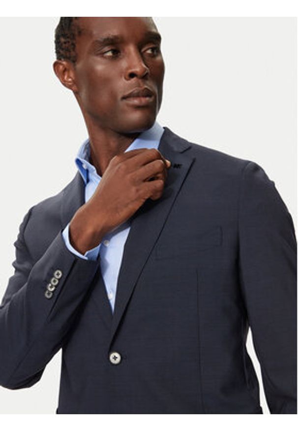 Michael Kors Marynarka MK0SB01003 Granatowy Slim Fit. Kolor: niebieski. Materiał: syntetyk