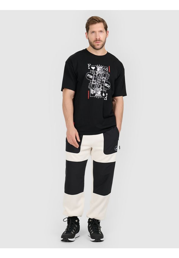 4f - 4F T-shirt loose z nadrukiem męski - czarny M. Okazja: na co dzień. Kolor: czarny. Materiał: dzianina, bawełna, materiał. Wzór: nadruk. Styl: casual