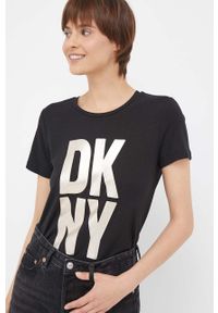 DKNY - Dkny t-shirt damski kolor czarny. Kolor: czarny. Materiał: dzianina. Styl: klasyczny #1