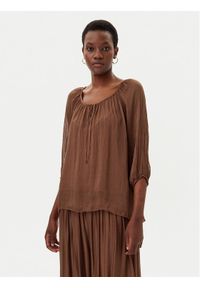 ViCOLO Bluzka TD0020 Brązowy Loose Fit. Kolor: brązowy. Materiał: wiskoza