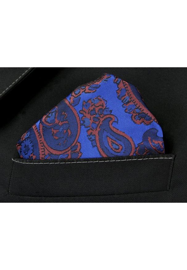 Alties - Elegancka Poszetka Męska ALTIES - Niebieska ze Wzorem Paisley. Kolor: brązowy, beżowy, wielokolorowy, niebieski. Materiał: poliester. Wzór: paisley