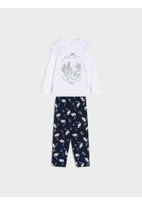 Sinsay - Piżama dwuczęściowa z ozdobnymi falbanami - kremowy. Kolor: kremowy #1