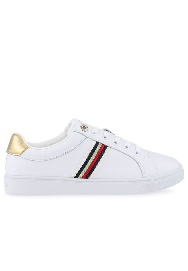 TOMMY HILFIGER - Buty Tommy Hilfiger Corporate Webbing Sneakers FW0FW07117-YBS - białe. Zapięcie: sznurówki. Kolor: biały. Materiał: guma, skóra. Szerokość cholewki: normalna. Wzór: aplikacja