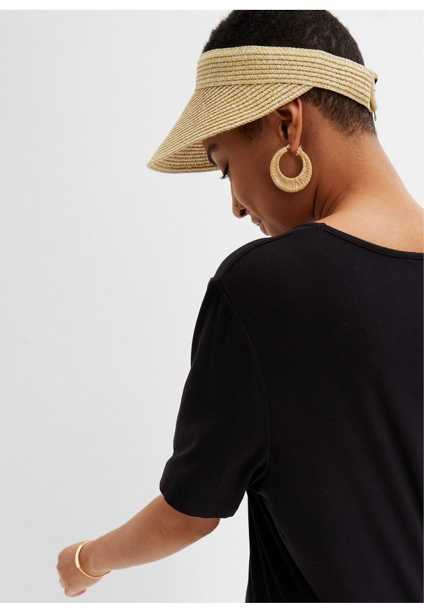 bonprix - Sukienka z dżerseju, z lejącego materiału z domieszką wiskozy. Kolor: czarny. Materiał: jersey, wiskoza, materiał. Długość: maxi