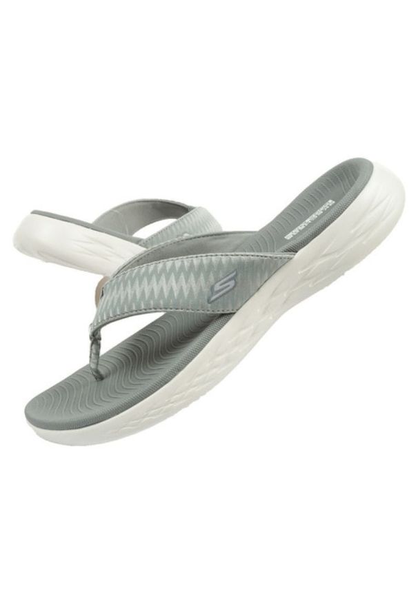 skechers - Japonki Skechers 140701/GRY szare. Okazja: na co dzień. Kolor: szary. Materiał: syntetyk, materiał. Styl: casual