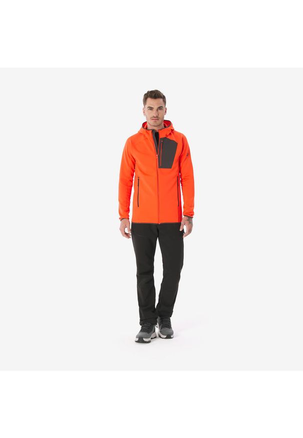 quechua - Polar turystyczny męski Quechua MH500 zamek. Kolor: czerwony, szary, pomarańczowy, wielokolorowy. Materiał: polar. Sport: turystyka piesza