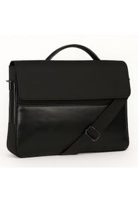 NoName - Torba Torba na laptopa 15,6” biznesowa teczka na ramię pojemna czarna wytrzymała. Kolor: czarny. Styl: biznesowy #1