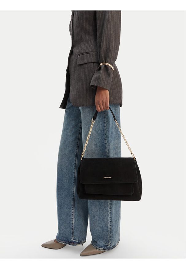 Gino Rossi - GINO ROSSI Torebka EO-LA224-19145 Czarny. Kolor: czarny. Materiał: zamszowe, skórzane