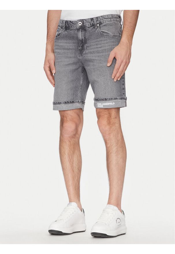 Karl Lagerfeld Jeans Szorty jeansowe A2M10082 Szary Slim Fit. Kolor: szary. Materiał: bawełna