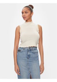 Vero Moda Bluzka Gold 10297855 Beżowy Slim Fit. Kolor: beżowy. Materiał: syntetyk, wiskoza