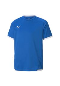 Puma - Młodzieżowa koszulka piłkarska teamLIGA PUMA Electric Blue Lemonade White. Kolor: biały, niebieski, wielokolorowy. Sport: piłka nożna