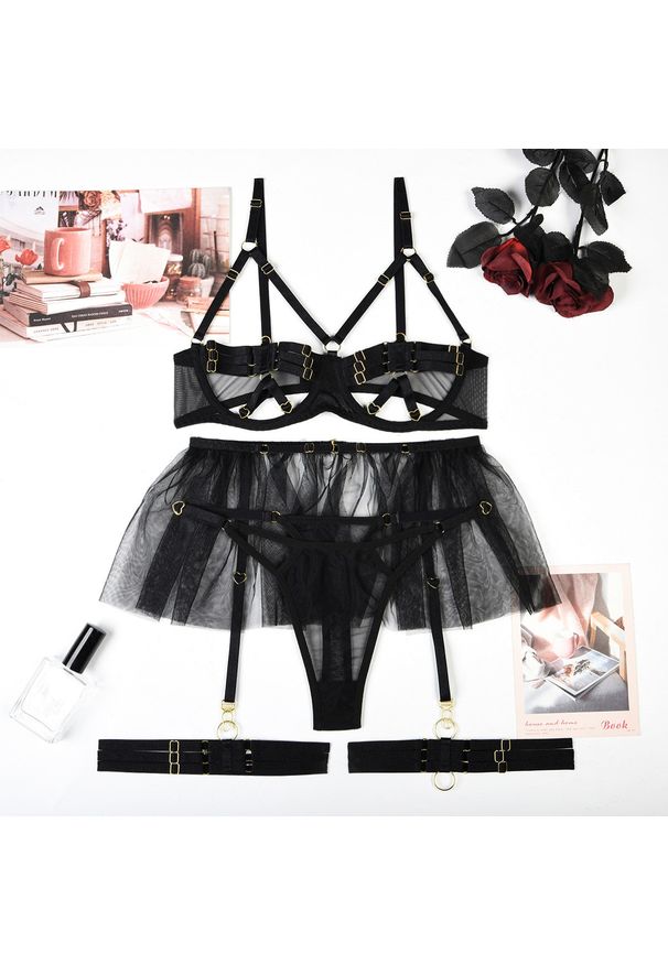 Intica - Komplet bielizny z wycięciami na specjalne okazje Emelyne. Kolor: czarny. Materiał: materiał