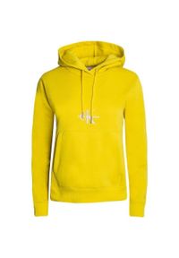 Bluza z kapturem Calvin Klein Monologo Hoodie, Kobiety. Typ kołnierza: kaptur. Kolor: żółty. Materiał: materiał, bawełna