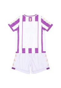 Kappa - Dziecięcy zestaw domowy Real Valladolid Kombat 2023/24. Okazja: do domu. Kolor: wielokolorowy, fioletowy, biały. Materiał: dresówka. Styl: sportowy