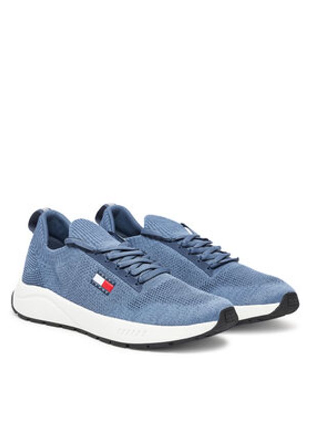 Tommy Jeans Sneakersy Tjm Runner Knitted EM0EM01580 Niebieski. Kolor: niebieski. Materiał: materiał