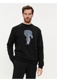 Karl Lagerfeld - KARL LAGERFELD Bluza 705428 542941 Czarny Regular Fit. Typ kołnierza: dekolt w karo. Kolor: czarny. Materiał: bawełna