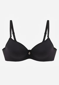Renee - Czarny Biustonosz Push Up o Gładkim Wykończeniu z Cyrkoniową Aplikacją Claronei. Kolor: czarny. Rodzaj stanika: push-up. Wzór: gładki, aplikacja #3