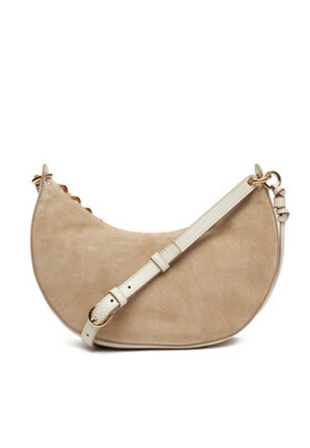 TOMMY HILFIGER - Tommy Hilfiger Torebka Moon Leather Crossover Suede AW0AW17537 Beżowy. Kolor: beżowy. Materiał: zamszowe, skórzane