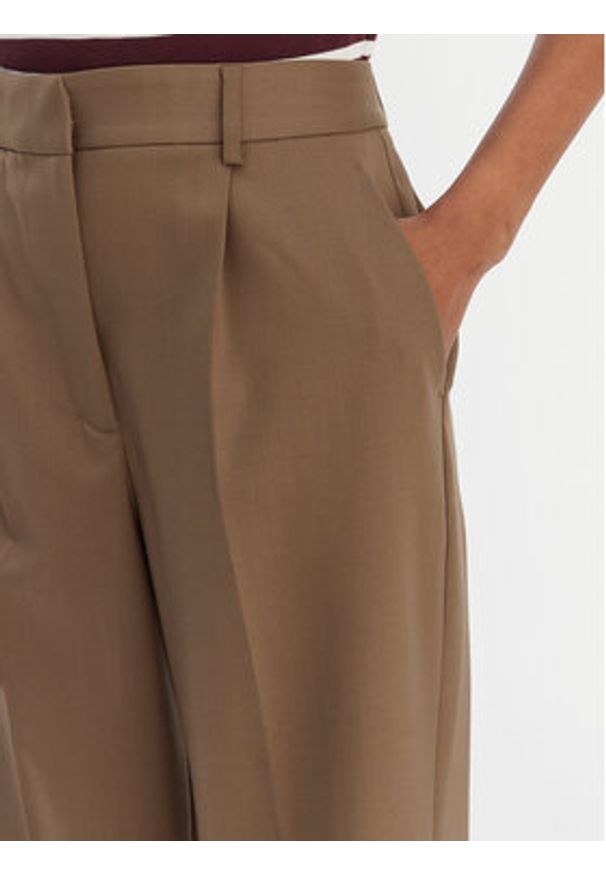 TOMMY HILFIGER - Tommy Hilfiger Spodnie materiałowe Timeless WW0WW48801 Beżowy Wide Leg. Kolor: beżowy. Materiał: wełna