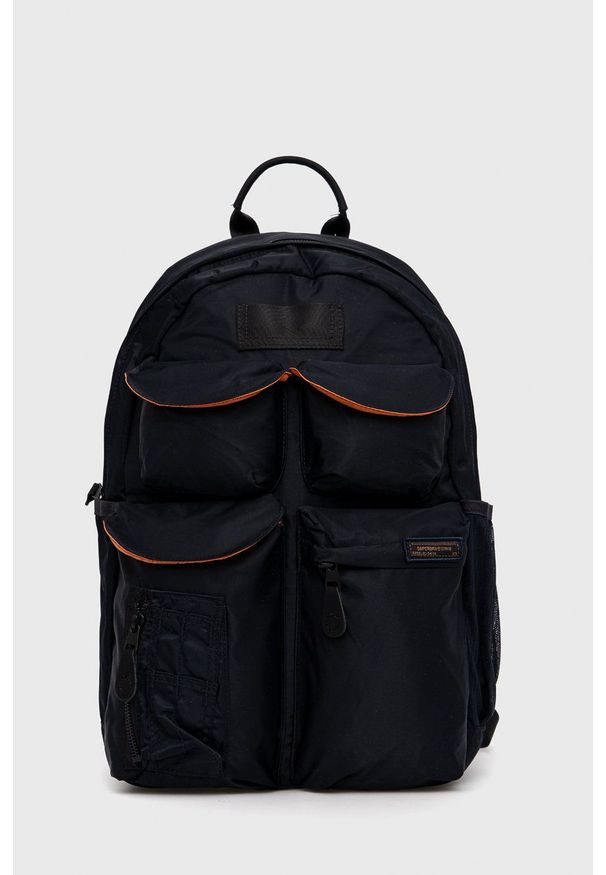 Superdry Plecak męski kolor granatowy duży gładki. Kolor: niebieski. Wzór: gładki