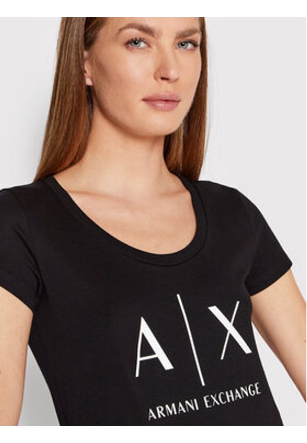 Armani Exchange T-Shirt 8NYT70 YJ16Z 1200 Czarny Regular Fit. Kolor: czarny. Materiał: bawełna