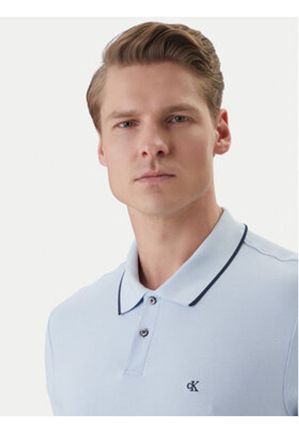 Calvin Klein Polo LV04LC239G Błękitny Regular Fit. Typ kołnierza: polo. Kolor: niebieski. Materiał: bawełna