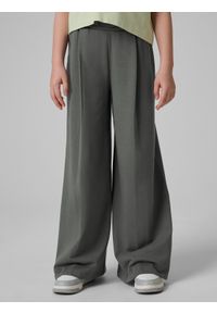 4f - 4F Spodnie dresowe z szerokimi nogawkami dziewczęce - szare 146/152 (10-12 lat). Okazja: na co dzień, na uczelnię, na spacer. Stan: podwyższony. Kolor: szary. Materiał: dresówka. Sezon: lato. Styl: casual, elegancki #2