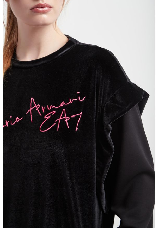 EA7 Emporio Armani - Bluza damska welurowa EA7 EMPORIO ARMANI. Materiał: welur