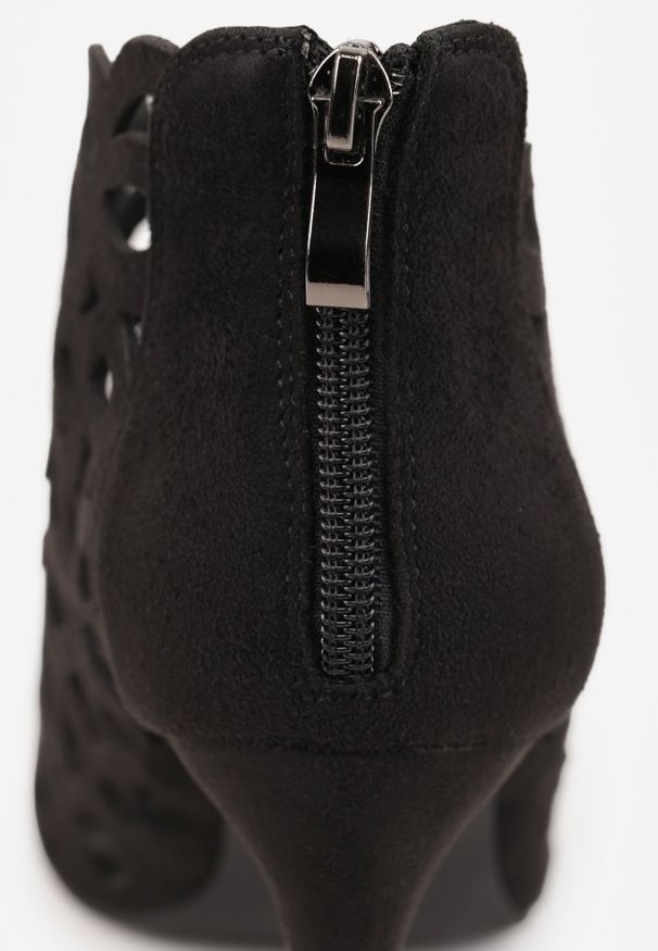 Born2be - Czarne Ażurowe Sandały Botki Vices na Szpilce Nativria. Kolor: czarny. Wzór: ażurowy. Obcas: na szpilce. Styl: elegancki