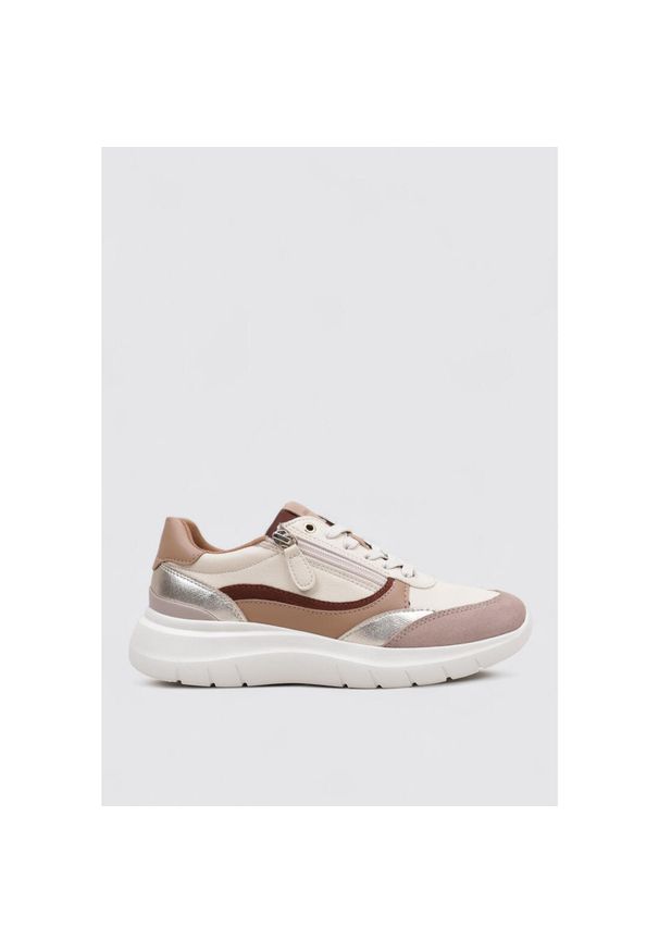 Sneakersy damskie Geox Plummery. Okazja: na co dzień. Kolor: beżowy