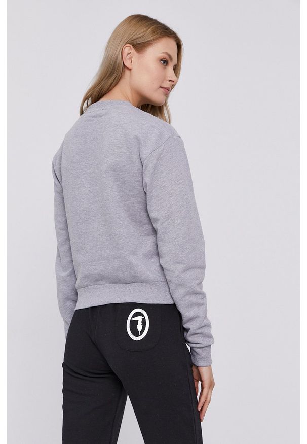 Guess - Bluza. Okazja: na co dzień. Kolor: szary. Materiał: dzianina. Długość rękawa: długi rękaw. Długość: długie. Wzór: aplikacja. Styl: casual