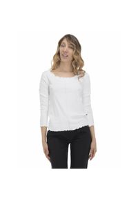 LEONE 1947 APPAREL - Damski T-shirt z długim rękawem w kolorach ziemi. Kolor: biały. Materiał: tkanina. Długość rękawa: długi rękaw. Długość: długie. Sport: fitness