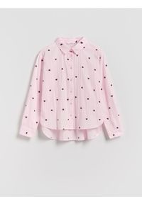 Reserved - Wzorzysta koszula z bawełny - pastelowy róż. Kolor: różowy. Materiał: bawełna #1