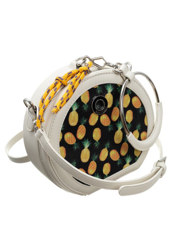 Torebka damska kuferek w ananasy Monnari 1650. Wzór: aplikacja, nadruk. Sezon: lato. Materiał: skórzane