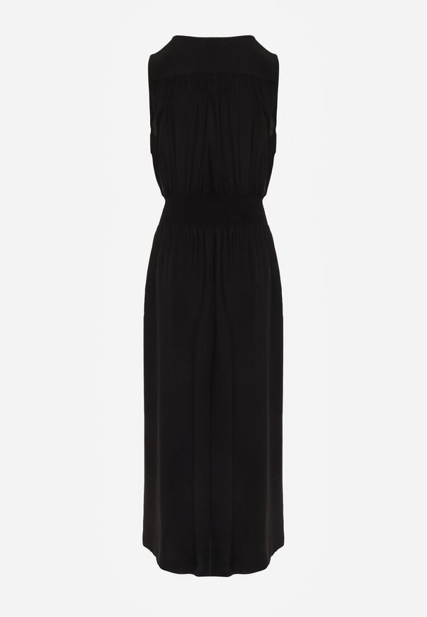 Renee - Czarna Sukienka Thesarpia. Typ kołnierza: dekolt kopertowy. Kolor: czarny. Materiał: wiskoza. Długość rękawa: bez rękawów. Sezon: lato. Typ sukienki: kopertowe. Styl: elegancki. Długość: maxi