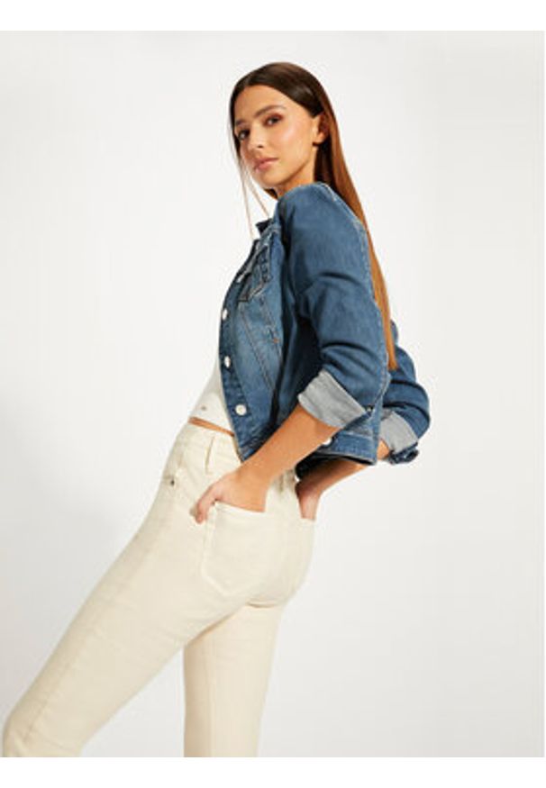 Morgan Kurtka jeansowa 231-VPOMI Niebieski Regular Fit. Kolor: niebieski. Materiał: bawełna