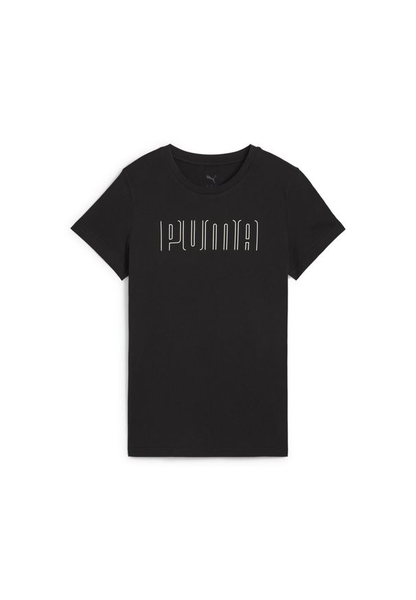 Puma - Damska koszulka PUMA SPORT z grafiką PUMA Black. Kolor: czarny. Materiał: guma. Wzór: nadruk. Sport: fitness