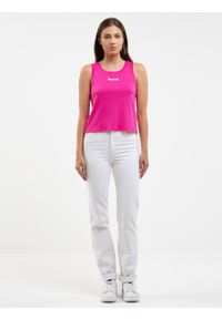 Big-Star - Koszulka damska bez rękawów Leila 602. Kolor: różowy. Materiał: jeans, dzianina. Długość rękawa: bez rękawów. Długość: krótkie. Wzór: nadruk. Styl: klasyczny, elegancki, wakacyjny #1