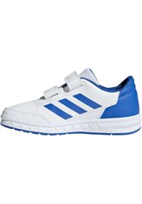 Adidas - Buty adidas Altasport Cf K D96827 białe niebieskie. Zapięcie: rzepy. Kolor: biały, wielokolorowy, niebieski. Materiał: guma, syntetyk, skóra. Szerokość cholewki: normalna. Wzór: paski. Sport: turystyka piesza #4