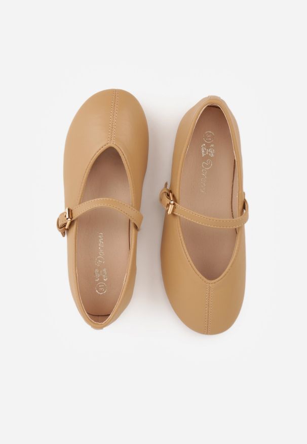 Born2be - Brązowe Balerinki z Paskiem na Sprzączkę Bragia. Okazja: na co dzień. Zapięcie: pasek. Kolor: brązowy. Materiał: jeans, materiał. Styl: casual