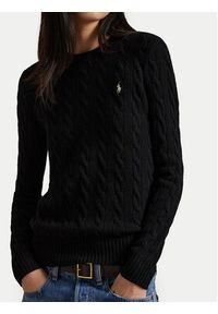 Polo Ralph Lauren Sweter 211971865005 Czarny Slim Fit. Typ kołnierza: polo. Kolor: czarny. Materiał: wełna #4