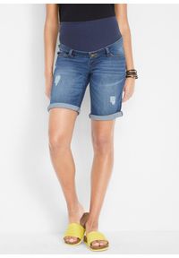 bonprix - Bermudy dżinsowe ciążowe, Regular Fit. Kolekcja: moda ciążowa. Kolor: niebieski. Styl: klasyczny #1