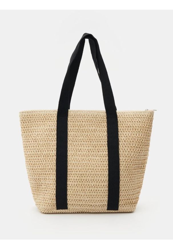 Sinsay - Pleciona torebka shopper - kremowy. Kolor: kremowy