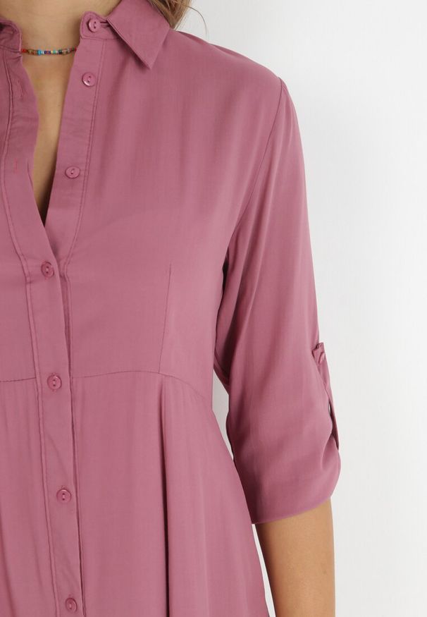 Born2be - Ciemnofioletowa Sukienka Controllable. Okazja: na co dzień. Kolor: fioletowy. Długość rękawa: długi rękaw. Typ sukienki: rozkloszowane, szmizjerki. Styl: klasyczny, casual. Długość: maxi