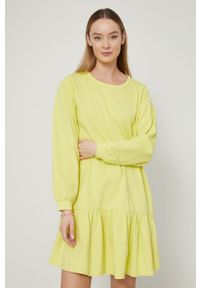 medicine - Medicine sukienka bawełniana kolor zielony mini oversize. Kolor: zielony. Materiał: bawełna. Długość rękawa: długi rękaw. Typ sukienki: oversize. Długość: mini #4