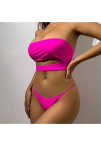 Intica - Strój kąpielowy bikini bandeau na plażę Nevia. Kolor: różowy. Materiał: materiał #6